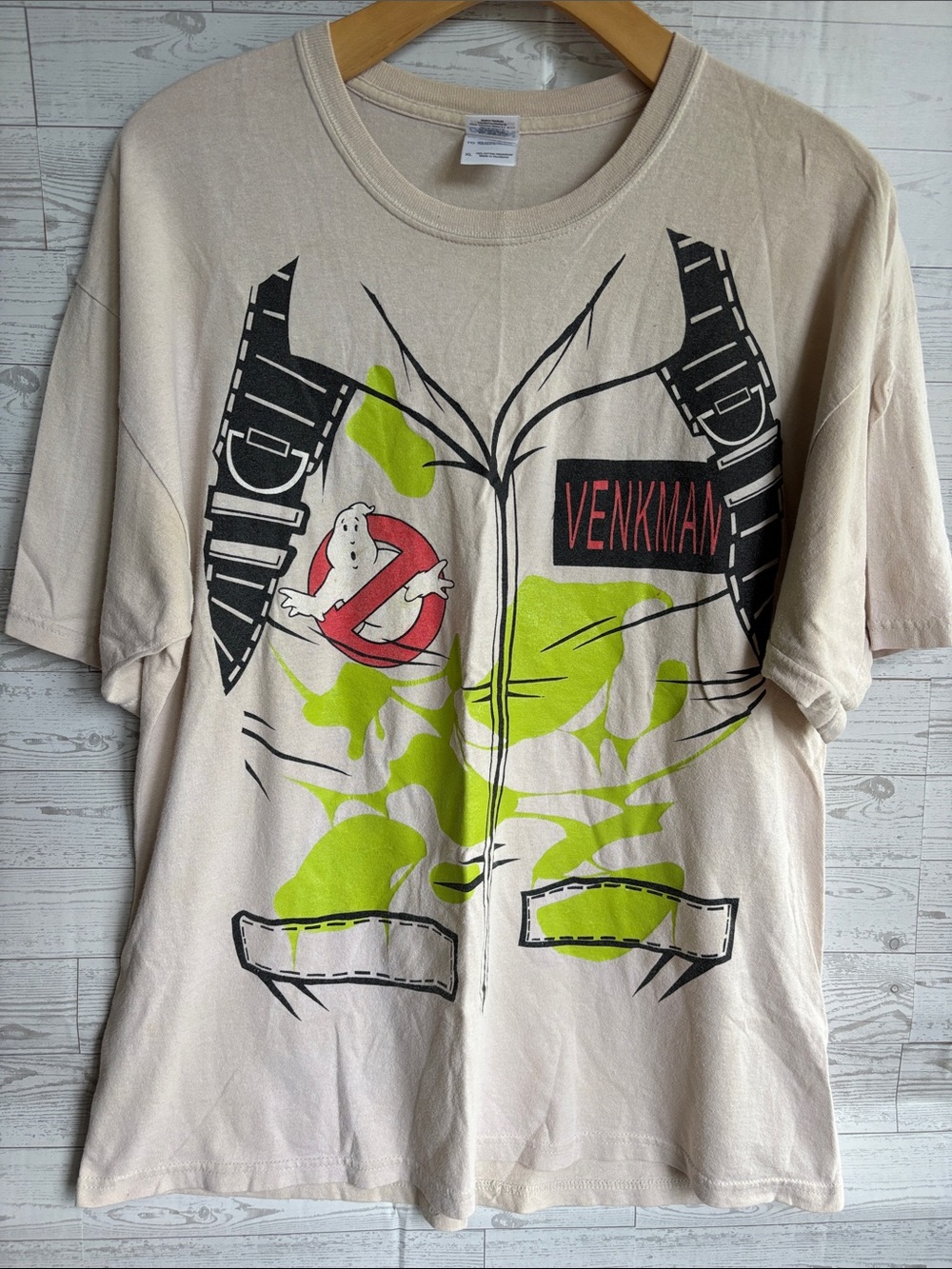Ghostbusters Mens Gildan Venkman Graphic T Shirt 100% Cotton Tan XL Halloween
